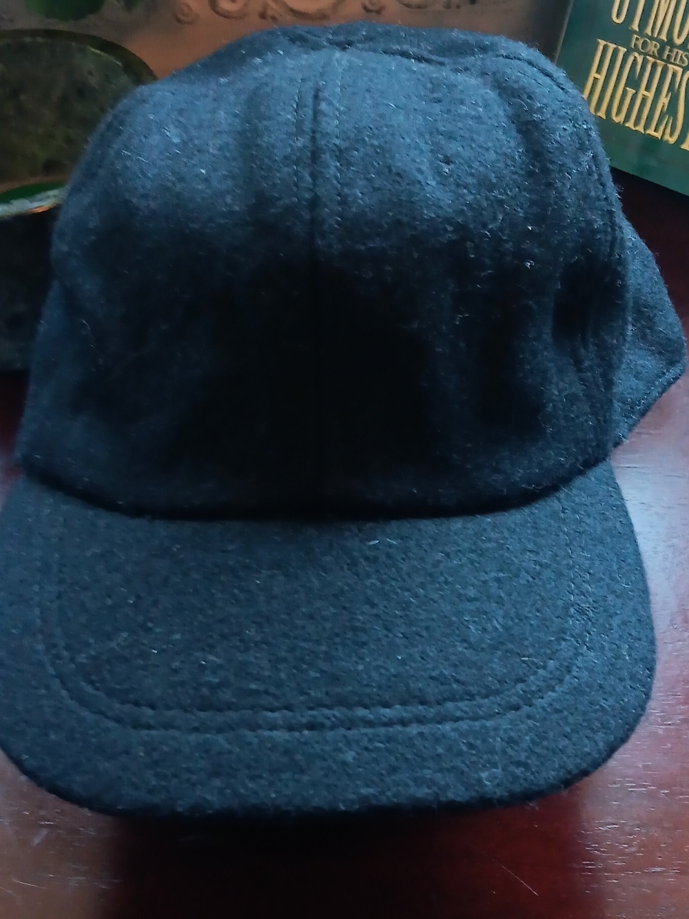 Men's Black Wool Baseball Cap - Unbranded